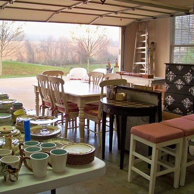 This garage sale aimed to sell furniture and kitchen items. They sold within a couple hours! (The Comforts of Home)
